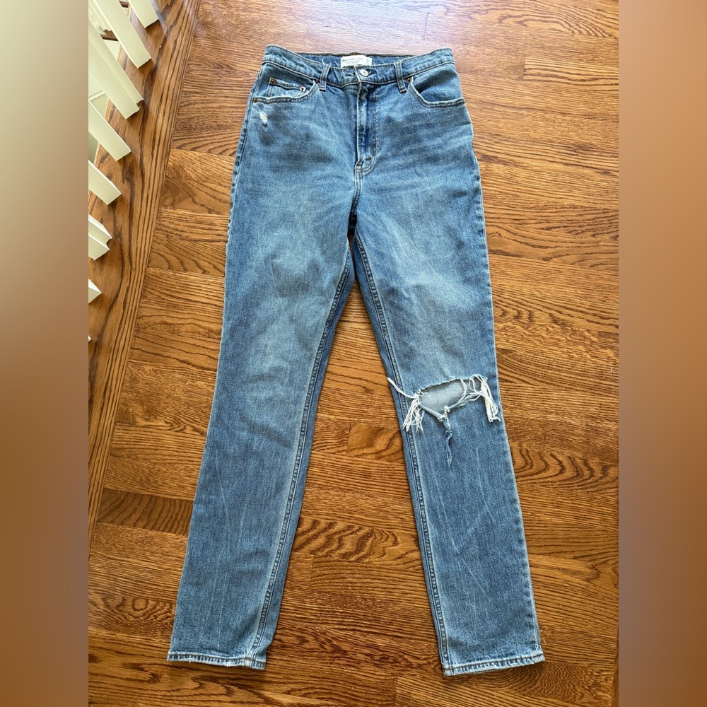 ABERCROMBIE & FITCH 90s Skim Straight Ultra High Rise Blue Denim Jeans 29 L